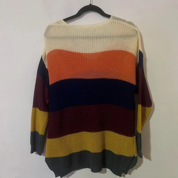 🖤 New Fall Oversized Women’s Stripe Breathable Knit Sweater 🖤 - Picture 7 of 8